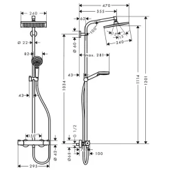 Hansgrohe Colonne de douche Crometta E 240 EcoSmart avec mitigeur thermostatique 27281000
