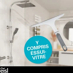 Eisl Colonne de douche EASY DELUXE chromé avec pommeau de douche effet pluie - raclette incluse