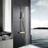 Imex Products Colonne de douche ELAN Thermostatique Or brosséChroméNoir matCanon de fusilOr brosséBlanc mat couleur Or brossé largeur