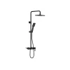 Colonne De Douche Mécanique|Vente-unique Colonne de douche en acier inoxydable avec tablette - Noir mat - Hauteur réglable - JIZEO