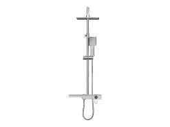 Colonne De Douche Mécanique|Vente-unique Colonne de douche en acier inoxydable avec tablette - Brush nickel - Hauteur réglable - JIZEO