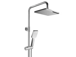 Colonne De Douche Mécanique|Vente-unique Colonne de douche en acier inoxydable avec tablette - Brush nickel - Hauteur réglable - JIZEO