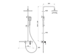 Colonne De Douche Mécanique|Vente-unique Colonne de douche en acier inoxydable avec tablette - Brush nickel - Hauteur réglable - JIZEO