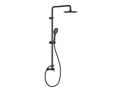Vente-unique Colonne de douche en acier inoxydable noir mat - 116 cm - AITA