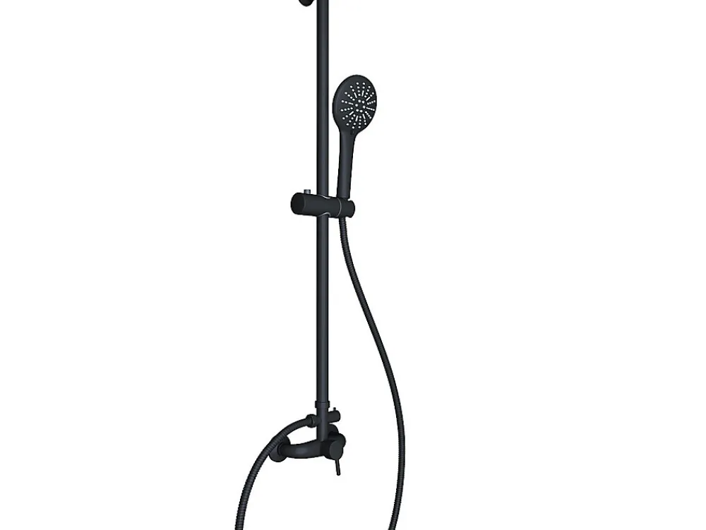 Vente-unique Colonne de douche en acier inoxydable noir mat - 116 cm - AITA