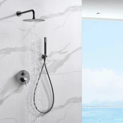 Colonne De Douche Encastrable|Imex Colonne de Douche Encastrée Anti-Calcaire Black Gun Métal MONZA GPM039/BGM