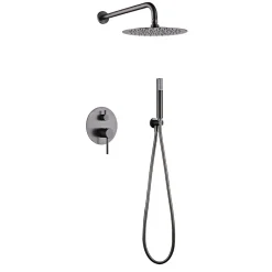 Colonne De Douche Encastrable|Imex Colonne de Douche Encastrée Anti-Calcaire Black Gun Métal MONZA GPM039/BGM
