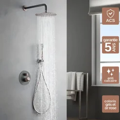 Colonne De Douche Encastrable|Imex Colonne de Douche Encastrée Anti-Calcaire Gris et Champagne LINE GPD038/GC