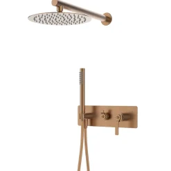 Essebagno Colonne de douche encastrée mécanique cuivre brossé Molette