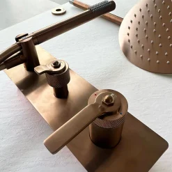 Essebagno Colonne de douche encastrée mécanique cuivre brossé Molette