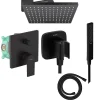 Hansgrohe Colonne de douche encastrée mécanique Vernis Shape Douche de tête Vernis Shape Flexible Isiflex Douchette PulsifyE noir
