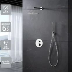 Colonne De Douche Encastrable|Imex Colonne de Douche Encastrée Thermostatique Anti-Calcaire Chrome MONZA GTM039