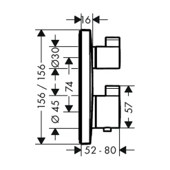 Hansgrohe Colonne de douche encastrée thermostatique Ecostat Square chromé