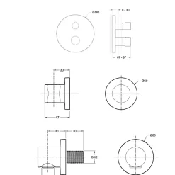 Jacob Delafon Colonne de douche encastrée thermostatique Modulo rond