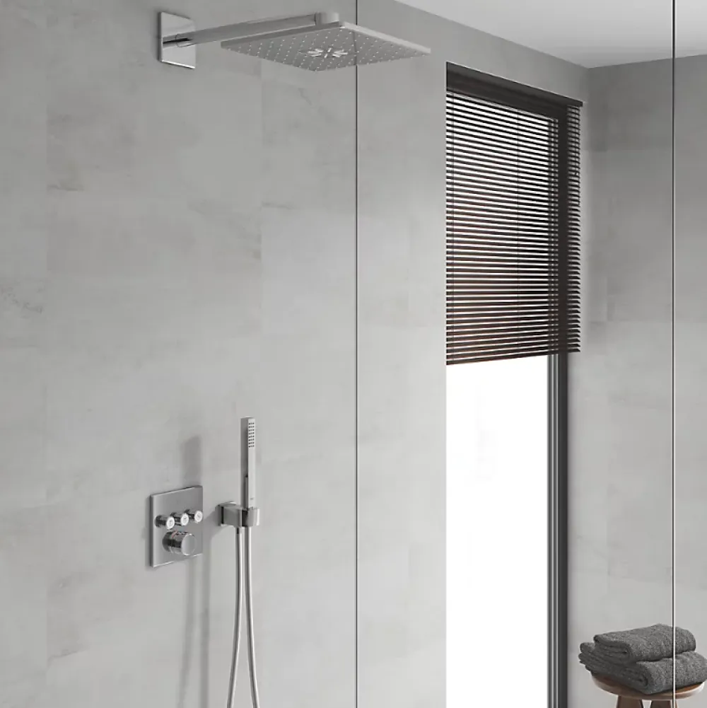 Colonne De Douche Encastrable|Grohe Colonne de douche encastrée thermostatique Grotherm SmartControl Douchette Euphoria Cube chromé