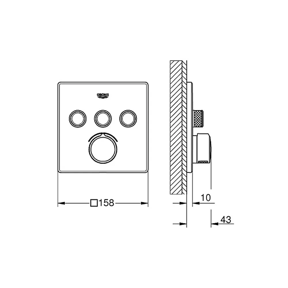 Colonne De Douche Encastrable|Grohe Colonne de douche encastrée thermostatique Grotherm SmartControl Douchette Euphoria Cube chromé