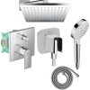 Hansgrohe Colonne de douche encastrée mécanique Vernis Shape Douche de tête Crometta Flexible Métaflex Douchette Crometta chromé