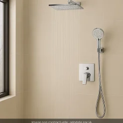 Hansgrohe Colonne de douche encastrée mécanique Vernis Shape Douche de tête Crometta Flexible Métaflex Douchette Crometta chromé