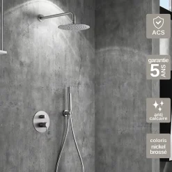 Colonne De Douche Encastrable|Imex Colonne de Douche Encastrée Anti-Calcaire Nickel Brossé LINE GPD038/NQ