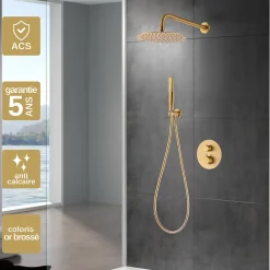 Imex Colonne de Douche Encastrée Thermostatique Anti-Calcaire Or Brossé NAPOLES GTN047/OC