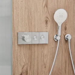 Jacob Delafon Colonne de douche encastrée thermostatique Grands Boulevards ronde chromée