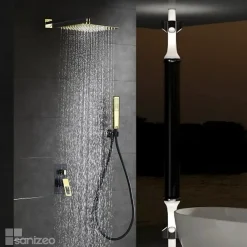 Imex Colonne de Douche Encastrée Anti-Calcaire Noir Mat et Or Brillant SUECIA BDC032-6NGOLD