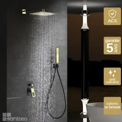Imex Colonne de Douche Encastrée Anti-Calcaire Noir Mat et Or Brillant SUECIA BDC032-6NGOLD