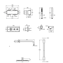 Colonne De Douche Encastrable|Jacob Delafon Colonne de douche encastrée thermostatique Metro laiton brossé