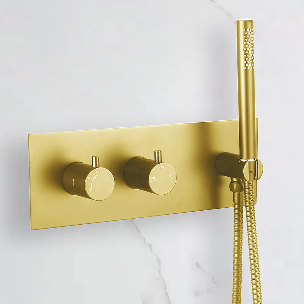 Bellegno Colonne de douche encastrée thermostatique CORPOSA or brossé