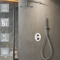 Imex Colonne de Douche Encastrée Thermostatique Anti-Calcaire en Niquel Brossé MONZA GTM039/NQ