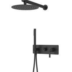 Essebagno Colonne de douche encastrée mécanique noir mat Molette