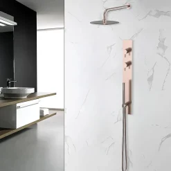 Colonne De Douche Encastrable|Bellegno Colonne de douche encastrée thermostatique PURA cuivre brossé