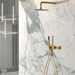 Colonne De Douche Encastrable|Imex Colonne de Douche Encastrée Thermostatique Anti-Calcaire Or Brossé ASSEN GTA052/OC