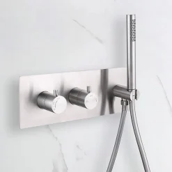 Colonne De Douche Encastrable|Bellegno Colonne de douche encastrée thermostatique CORPOSA acier brossé