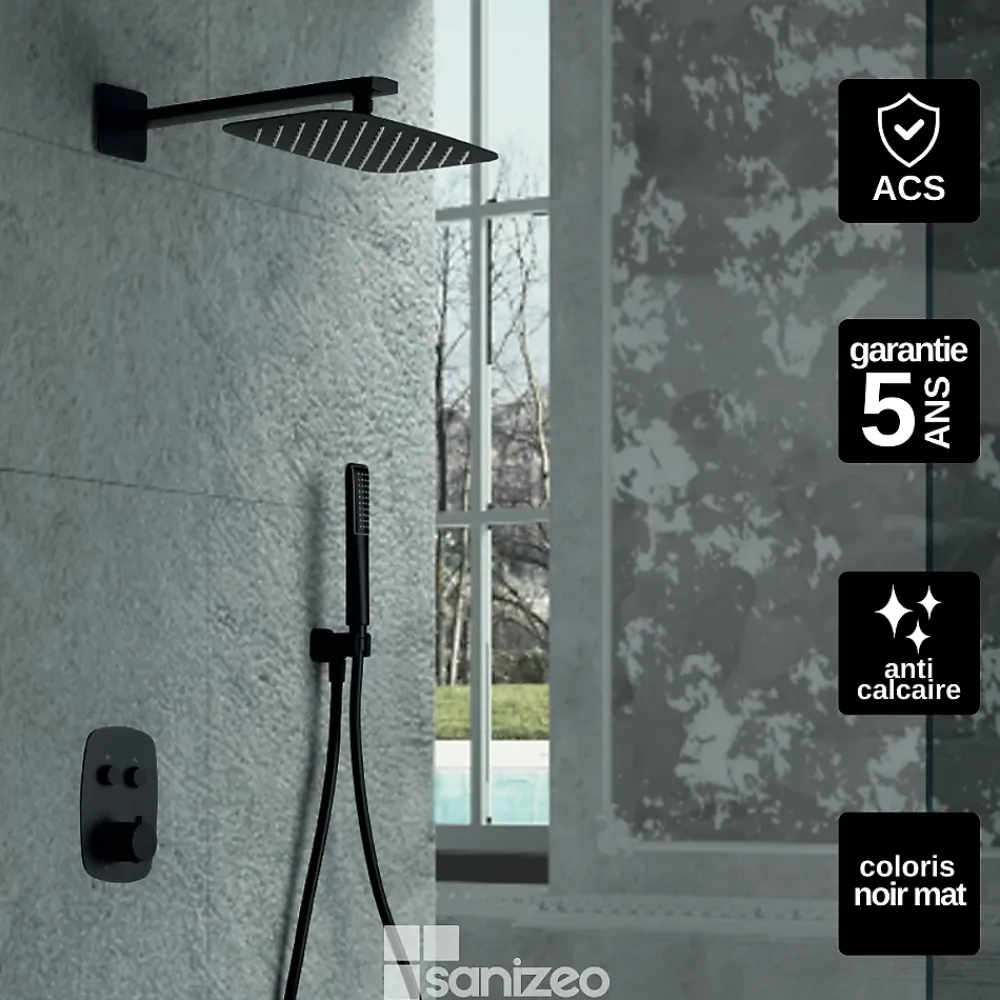 Imex Colonne de Douche Encastrée Anti-Calcaire Noir Mat HIDRA GPH035/NG