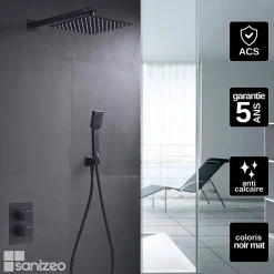 Imex Colonne de Douche Encastrée Anti-Calcaire Noir Mat CIES GPC009/NG