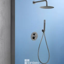Colonne De Douche Encastrable|Imex Colonne de Douche Encastrée Thermostatique Anti-Calcaire Black Gun Métal GENOVA GTG053/BGM