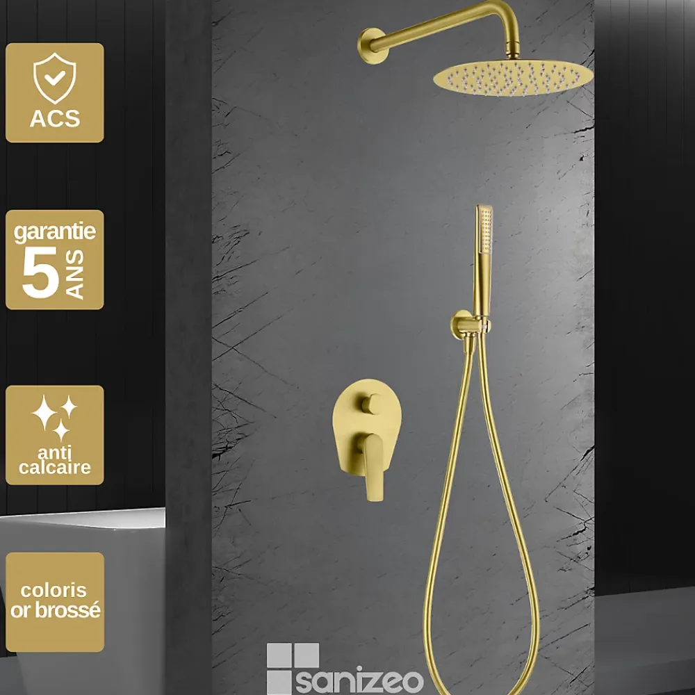Imex Colonne de Douche Encastrée Anti-Calcaire Or Brossé DELOS GPD055/OC
