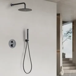 Colonne De Douche Encastrable|Imex Colonne de Douche Encastrée Thermostatique Anti-Calcaire Black Gun Métal NAPOLES GTN047/BGM