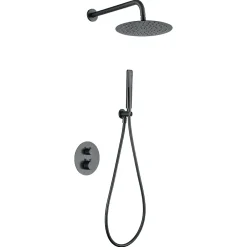 Colonne De Douche Encastrable|Imex Colonne de Douche Encastrée Thermostatique Anti-Calcaire Black Gun Métal NAPOLES GTN047/BGM