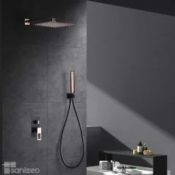 Imex Colonne de Douche Encastrée Anti-Calcaire Noir Mat et Or Rose Cuivré SUECIA BDC032-6NOR