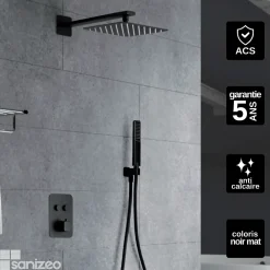 Colonne De Douche Encastrable|Imex Colonne de Douche Encastrée Thermostatique Anti-Calcaire Noir Mat MADEIRA GTM021/NG