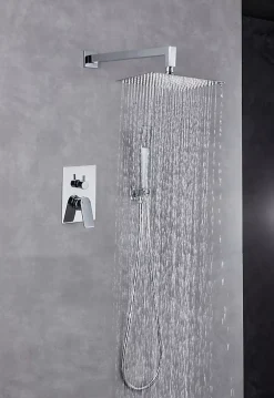 Colonne De Douche Encastrable|Edouard Rousseau Colonne de douche encastrée mécanique carrée chrome, Wall