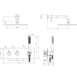 Bellegno Colonne de douche encastrée thermostatique CORPOSA noir mat