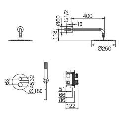 Colonne De Douche Encastrable|Imex Colonne de Douche Encastrée Thermostatique Anti-Calcaire Nickel Brossé MONZA GTD038/NQ
