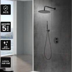 Imex Colonne de Douche Encastrée Thermostatique Anti-Calcaire Noir Mat NAPOLES GTN047/NG