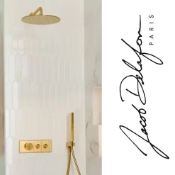 Jacob Delafon Colonne de douche encastrée thermostatique Grands Boulevards laiton brossé