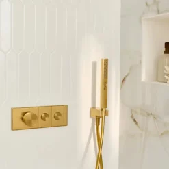 Jacob Delafon Colonne de douche encastrée thermostatique Grands Boulevards laiton brossé