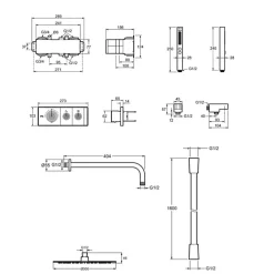 Jacob Delafon Colonne de douche encastrée thermostatique Grands Boulevards laiton brossé