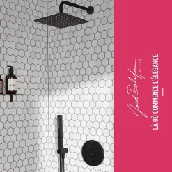 Colonne De Douche Encastrable|Jacob Delafon Colonne de douche encastrée thermostatique Metro carré noir mat